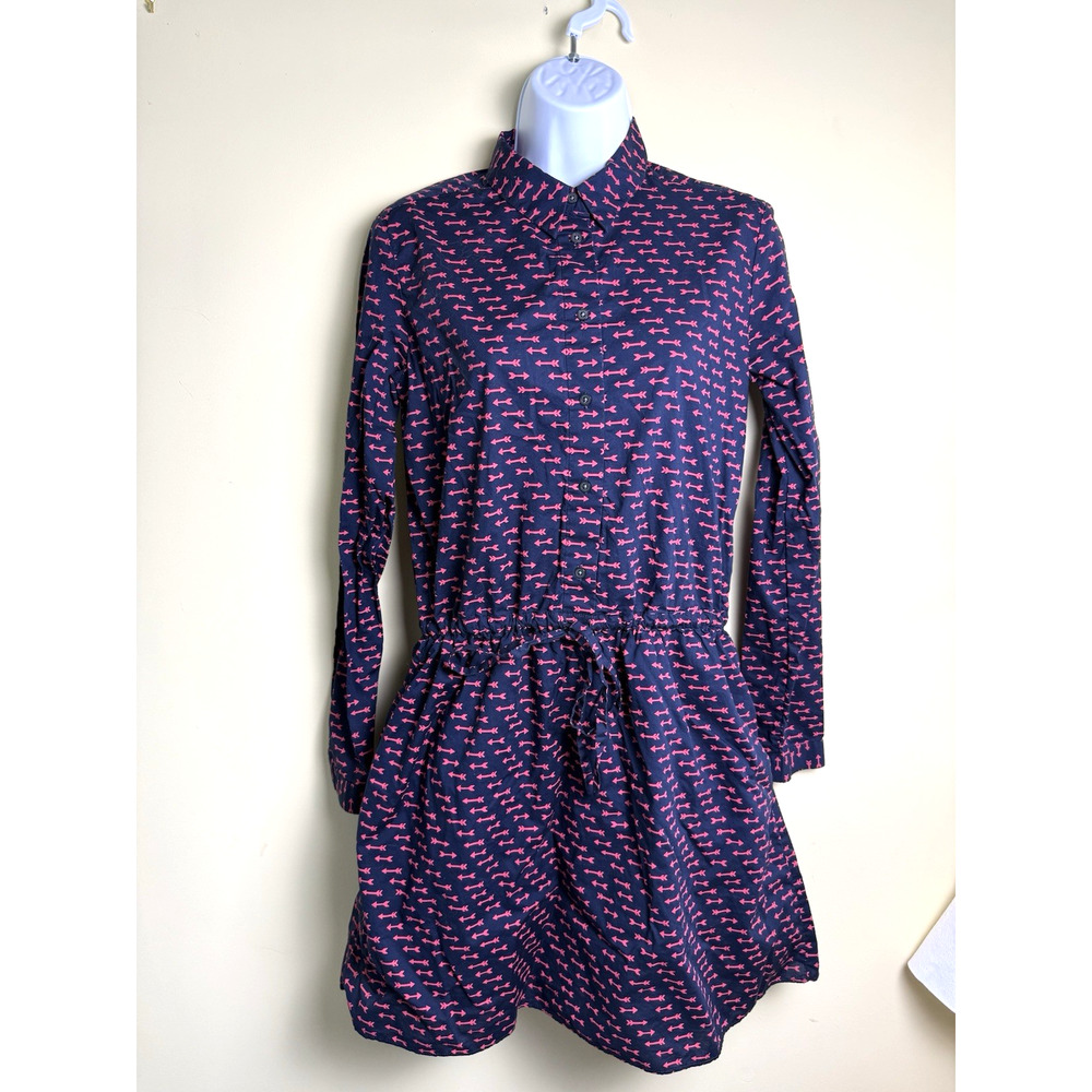 Gap Designed & Crafted Dress small Arrows navy red shirtdress